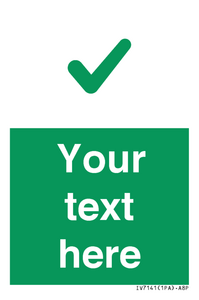 Custom green background, green tick sign